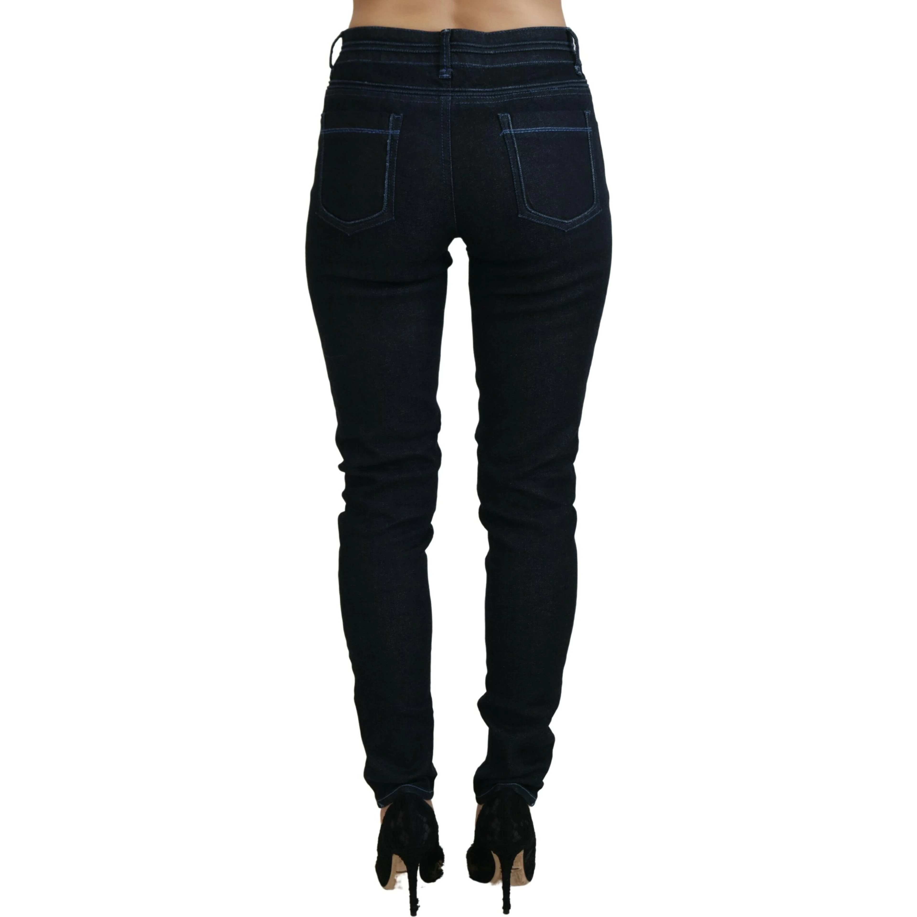 Dark Blue Low Waist Slim Fit Women Denim Jeans