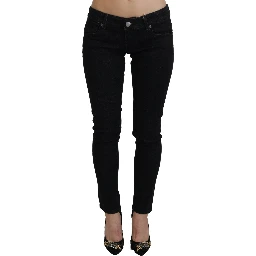 Black Low Waist Slim Fit Cotton Denim Jeans