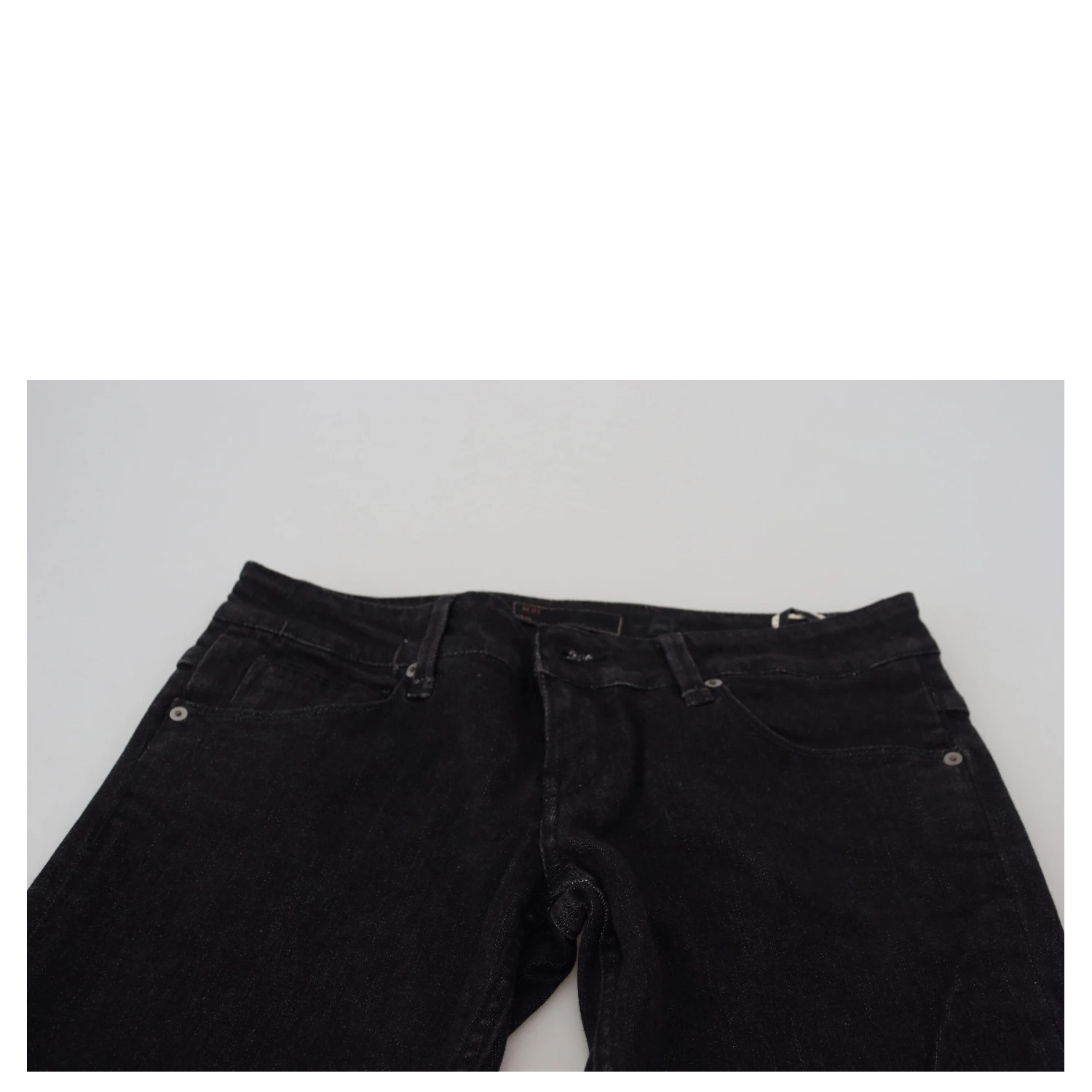 Black Low Waist Slim Fit Cotton Denim Jeans