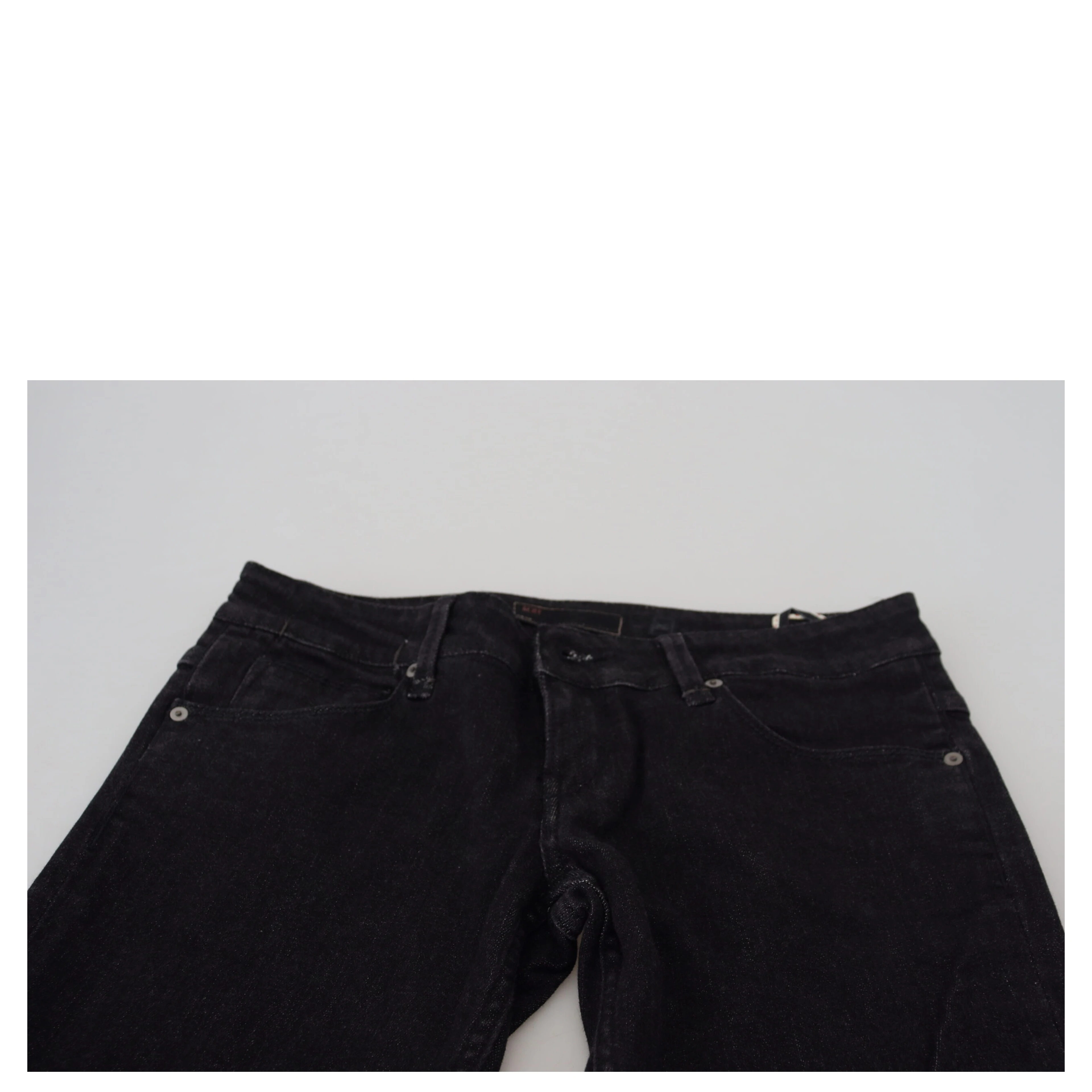 Black Low Waist Slim Fit Cotton Denim Jeans