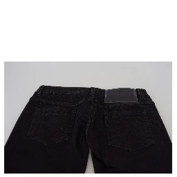 Black Low Waist Slim Fit Cotton Denim Jeans