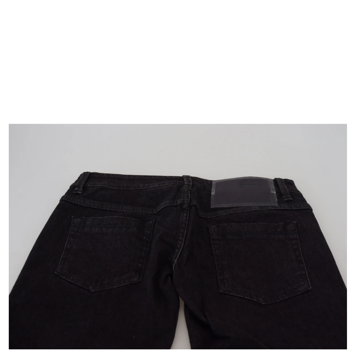 Black Low Waist Slim Fit Cotton Denim Jeans