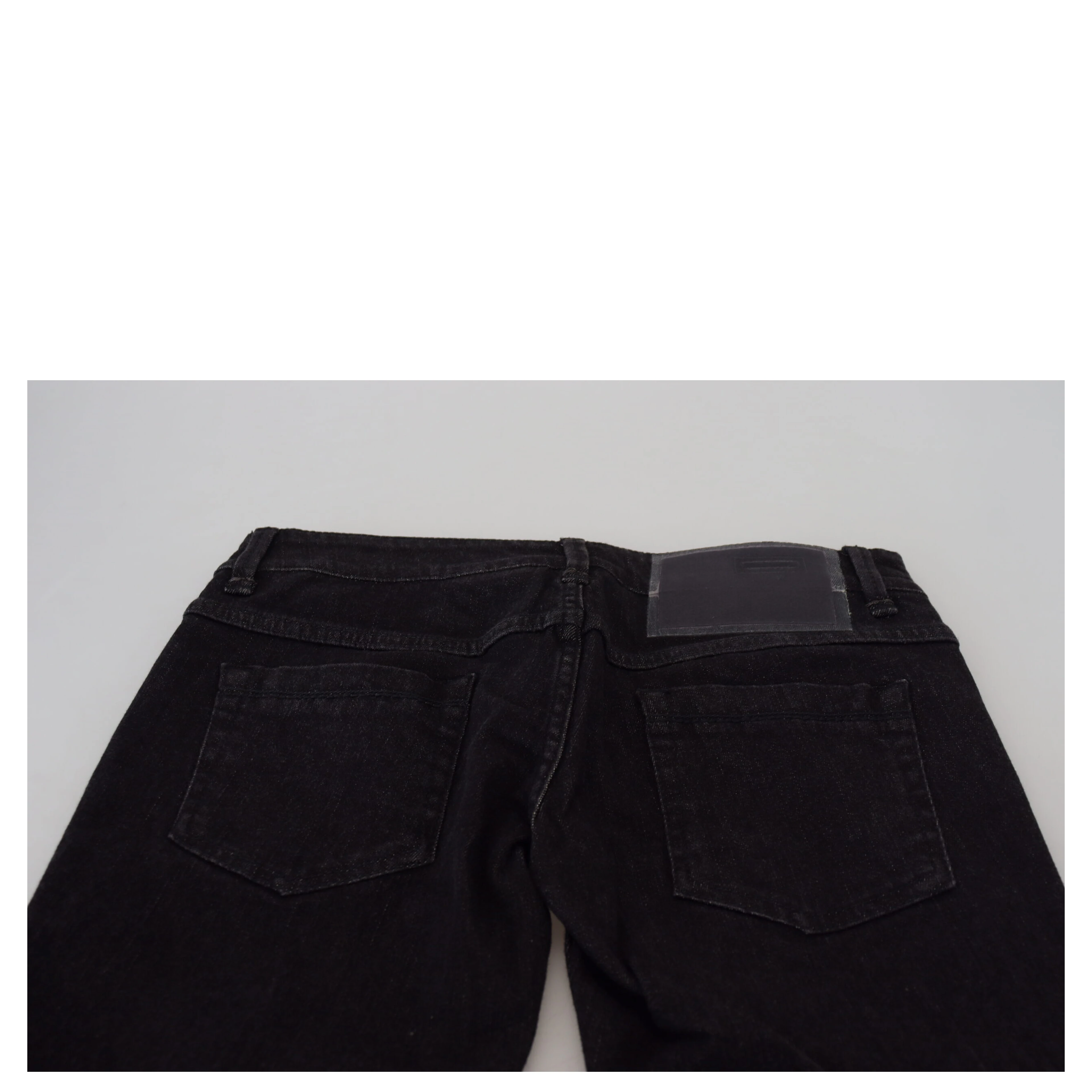 Black Low Waist Slim Fit Cotton Denim Jeans