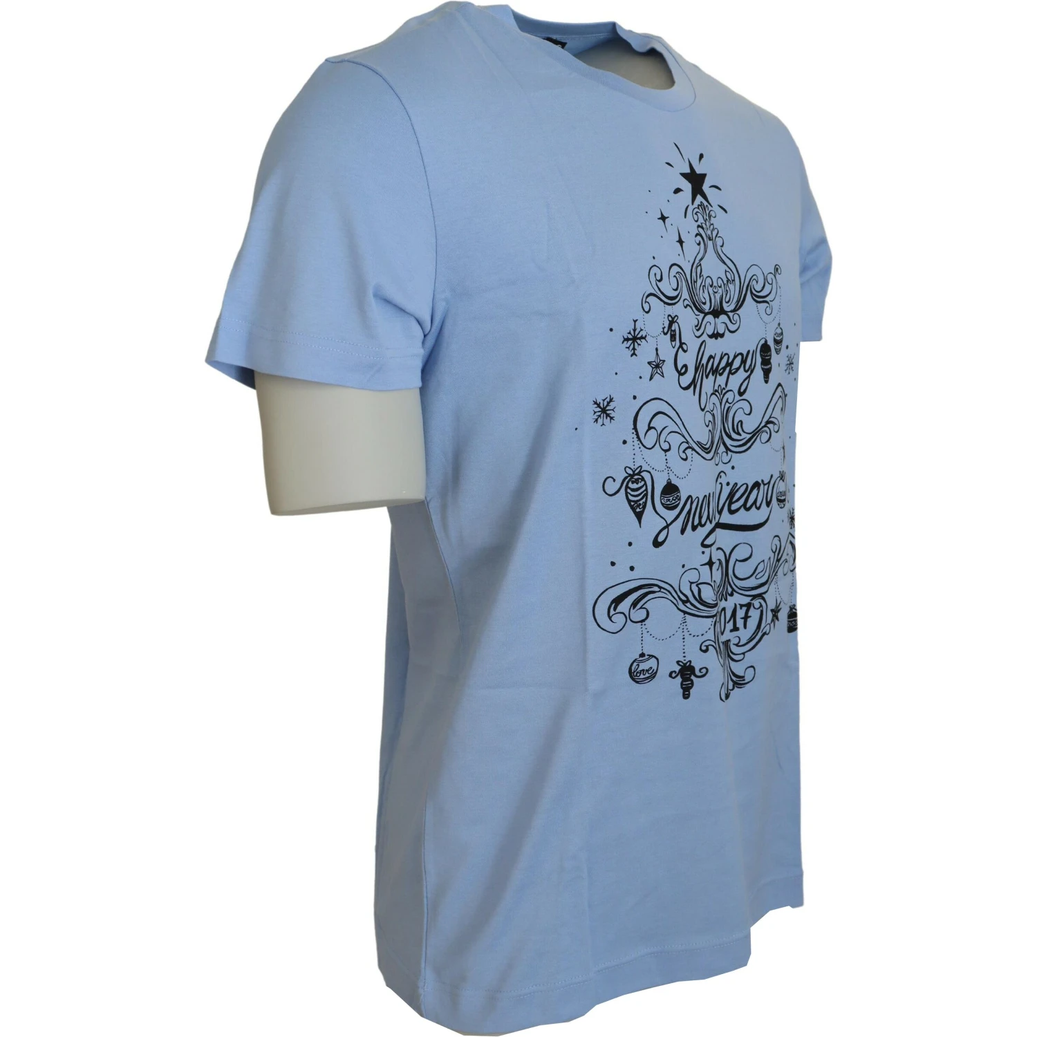 Light Blue Happy New Year 2017 Cotton T-shirt