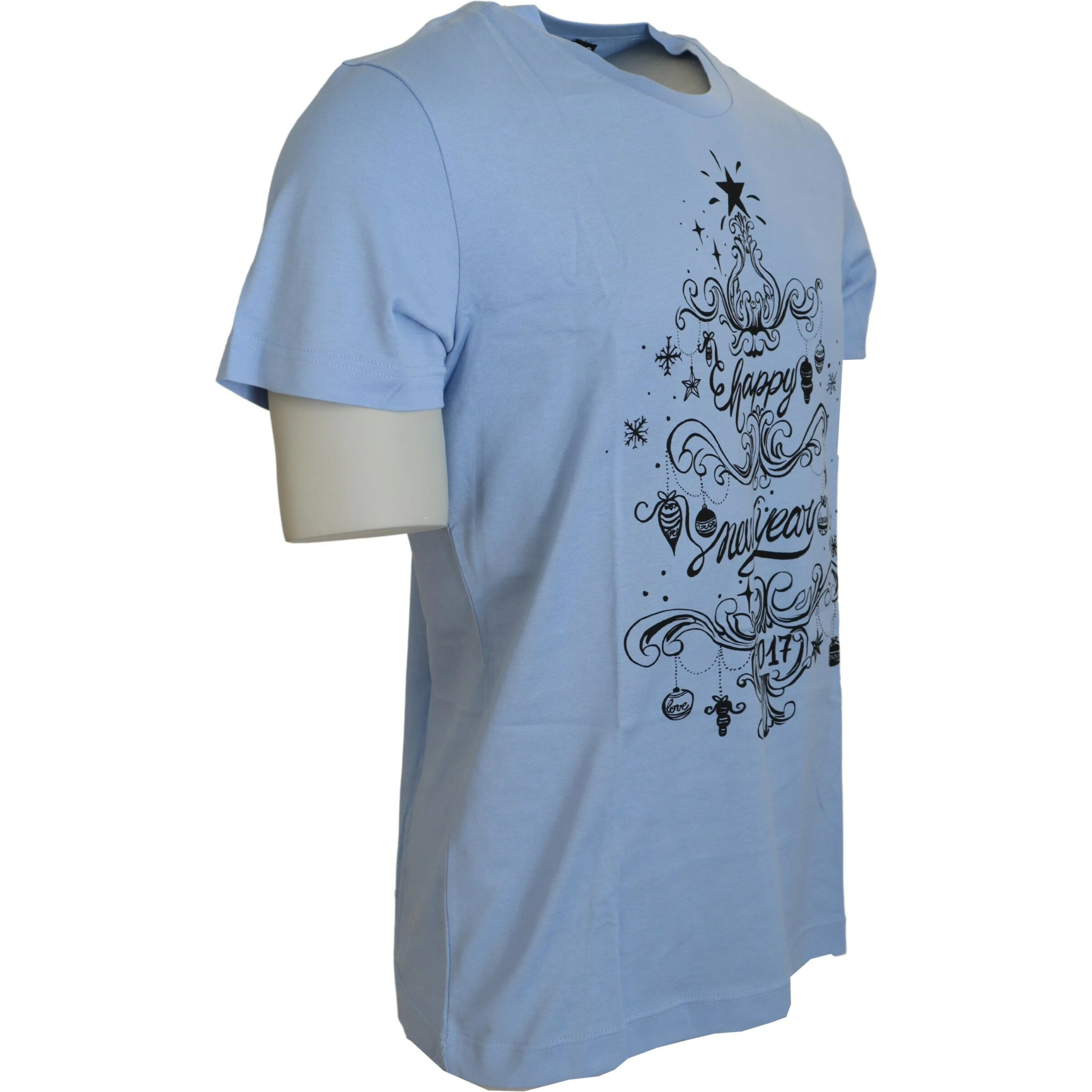 Light Blue Happy New Year 2017 Cotton T-shirt