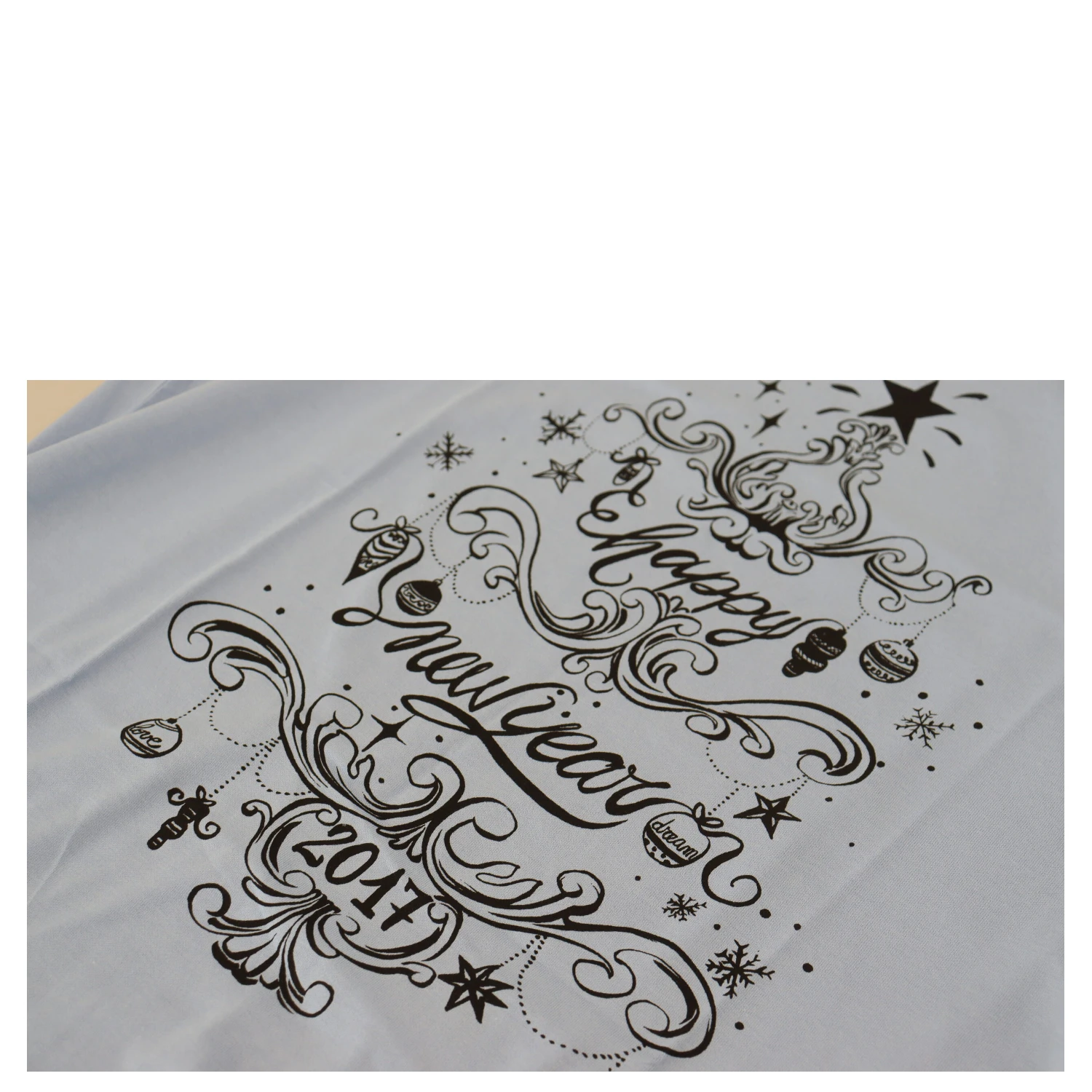 Light Blue Happy New Year 2017 Cotton T-shirt