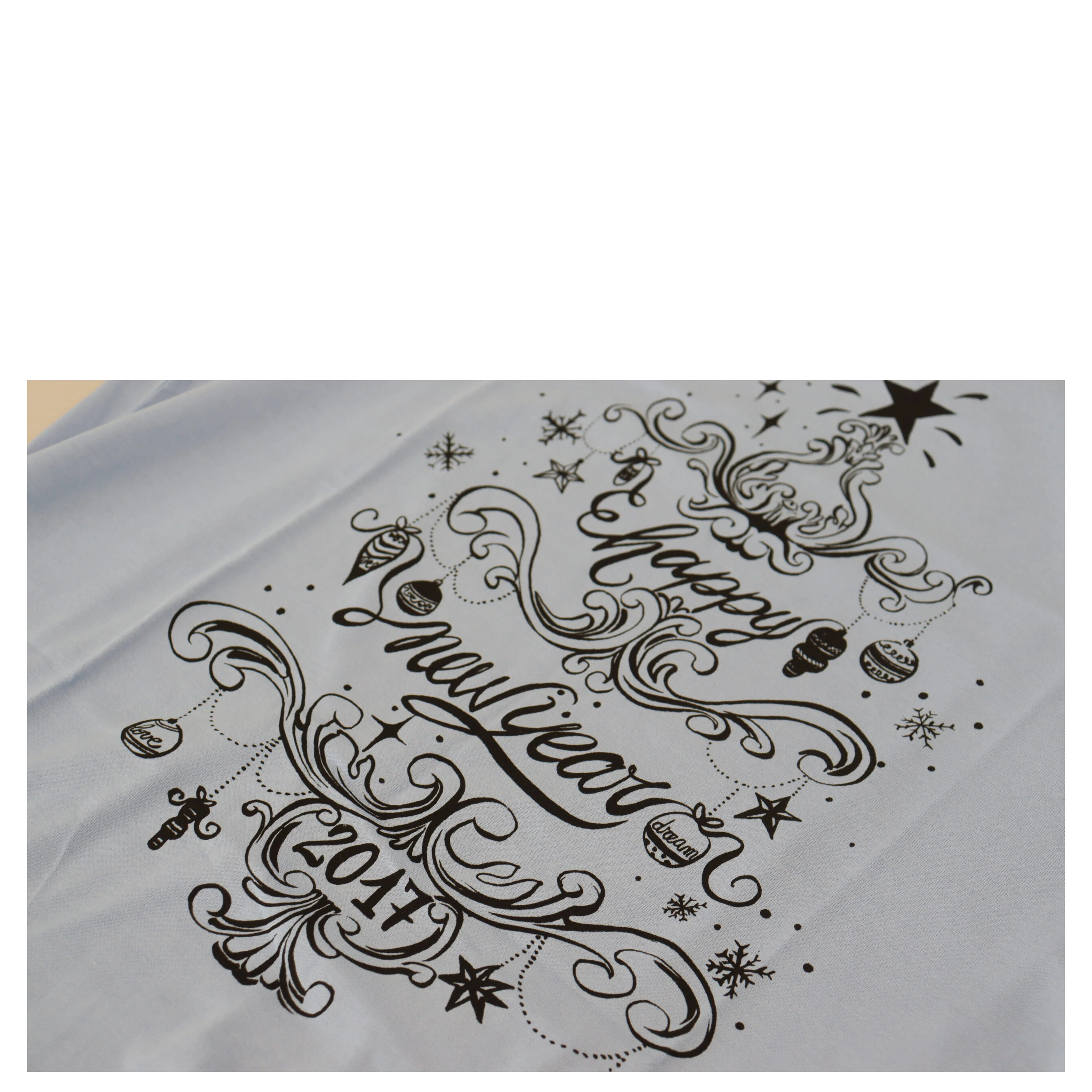 Light Blue Happy New Year 2017 Cotton T-shirt