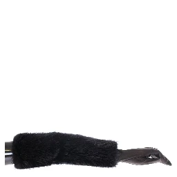 Black Beaver Fur Lambskin Leather Elbow Gloves