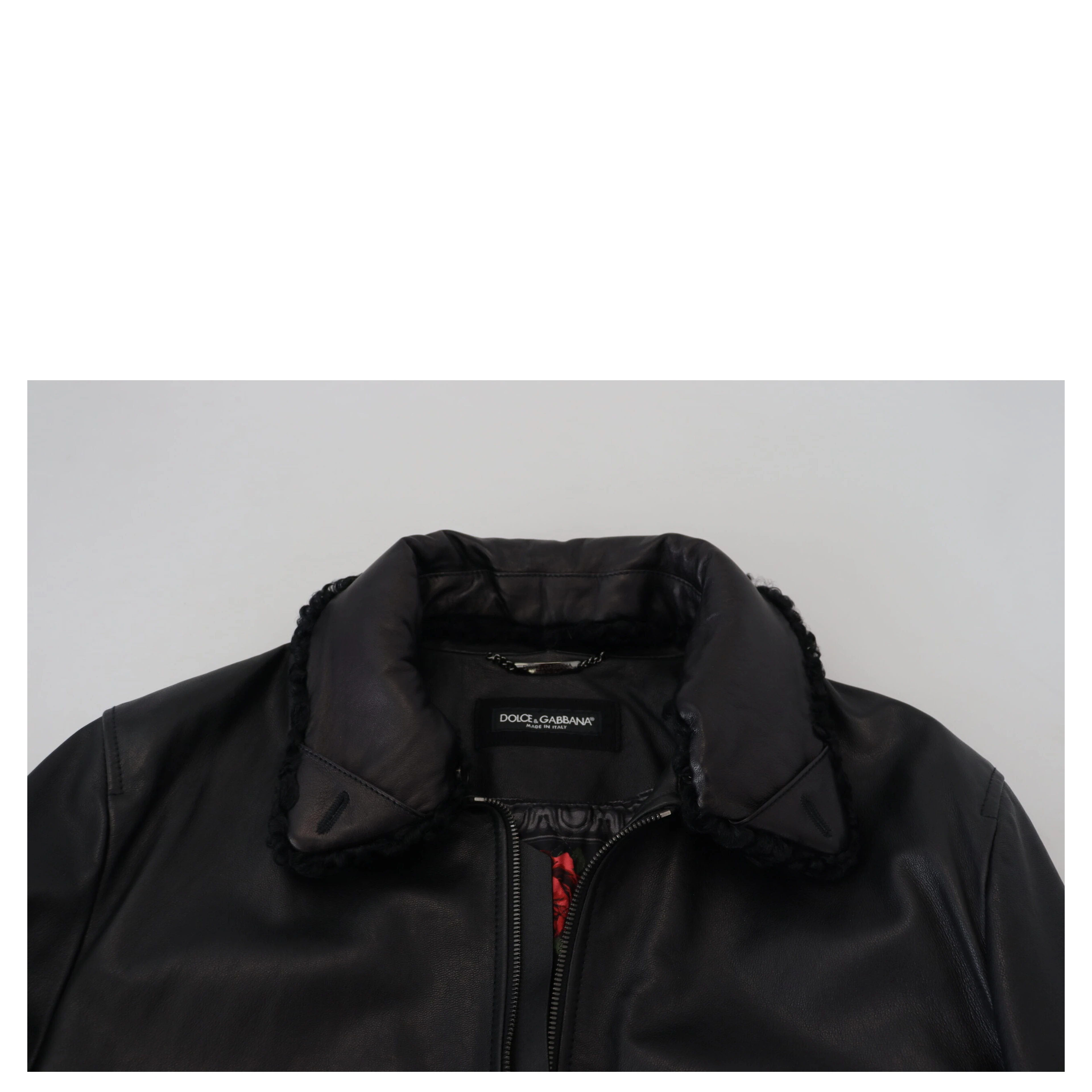 Black Lamb Leather Collared Men Coat Jacket