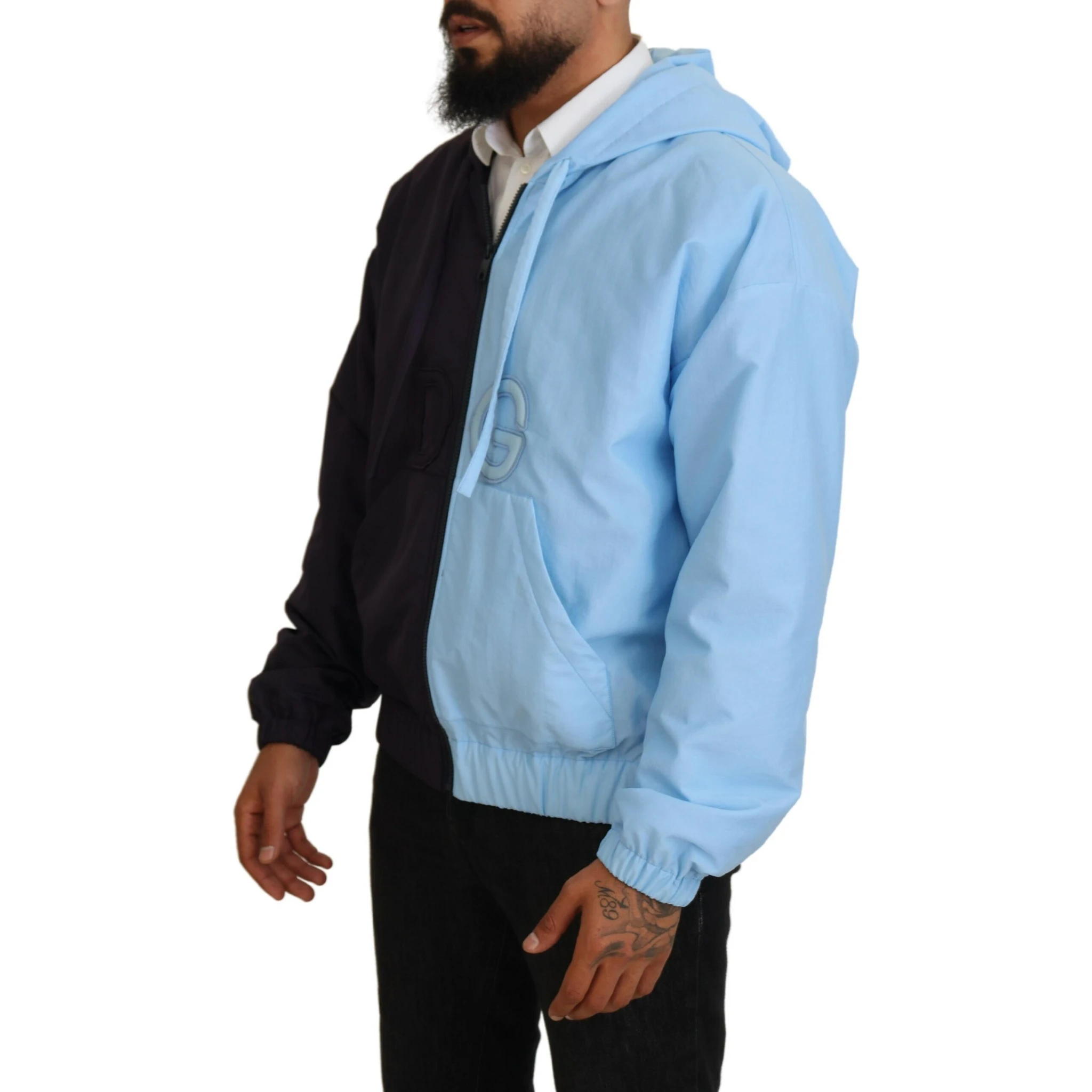 Black Blue DG Hooded Full Zip Men Jacket