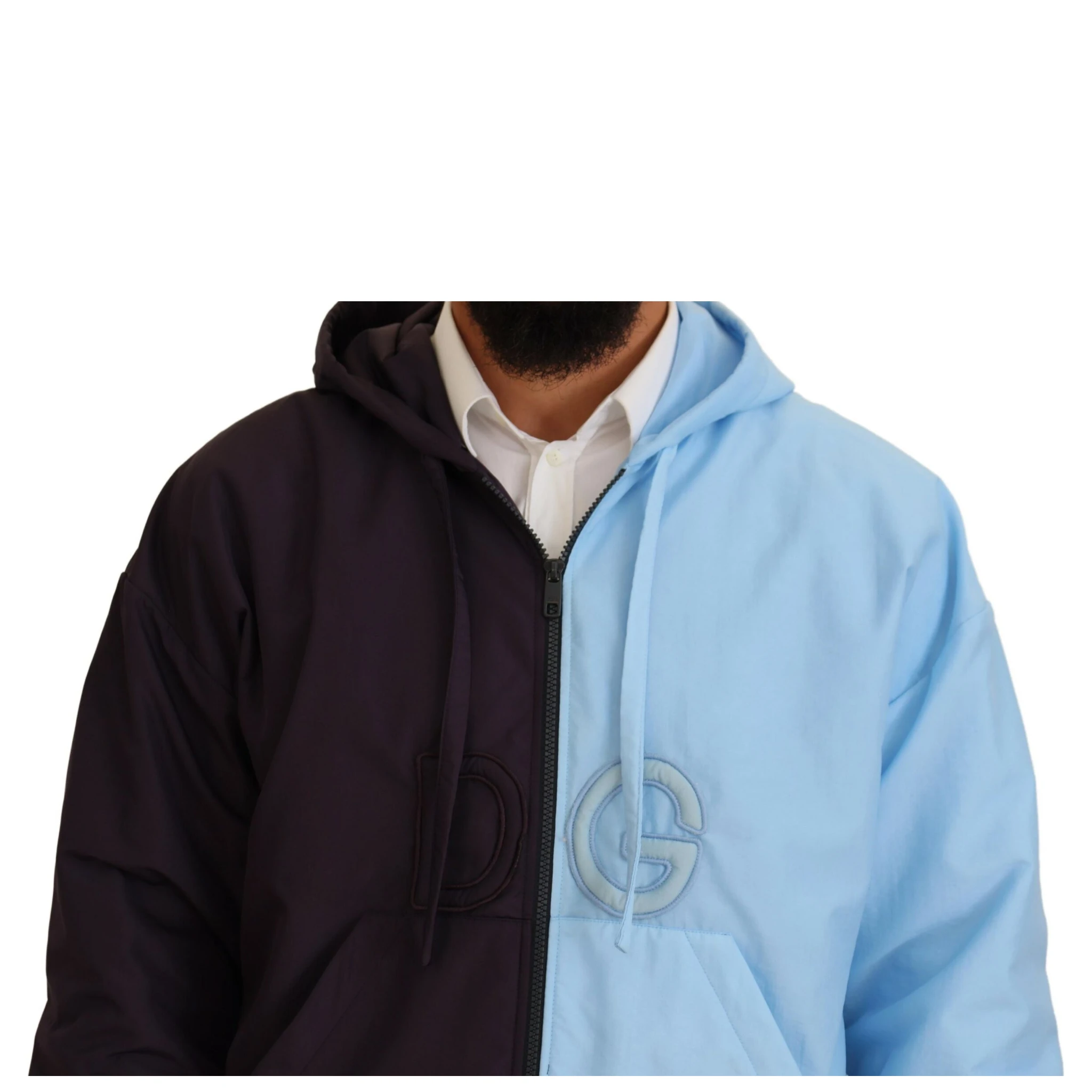 Black Blue DG Hooded Full Zip Men Jacket