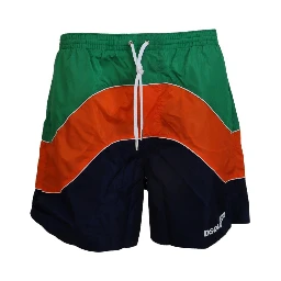 Multicolor Logo Print Men Beachwear Swimwear Short