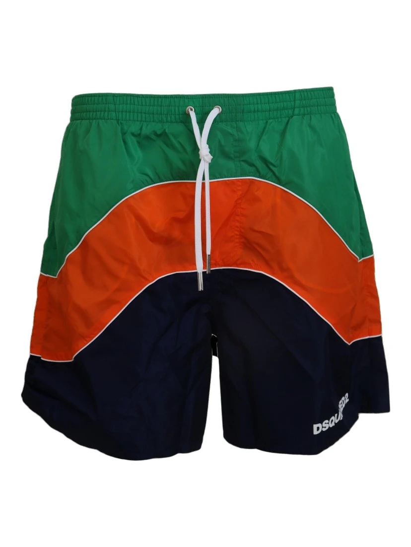 Multicolor Logo Print Men Beachwear Swimwear Short