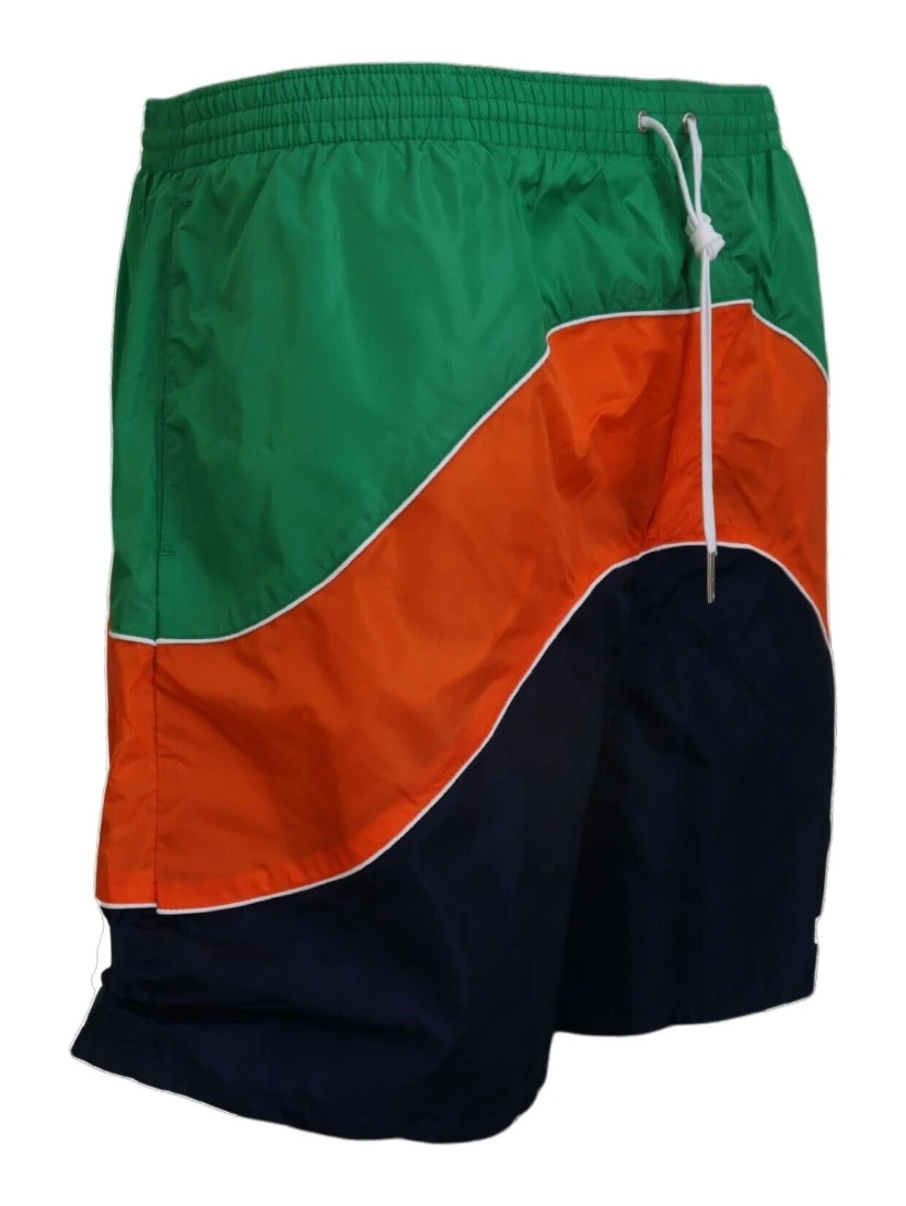 Multicolor Logo Print Men Beachwear Swimwear Short