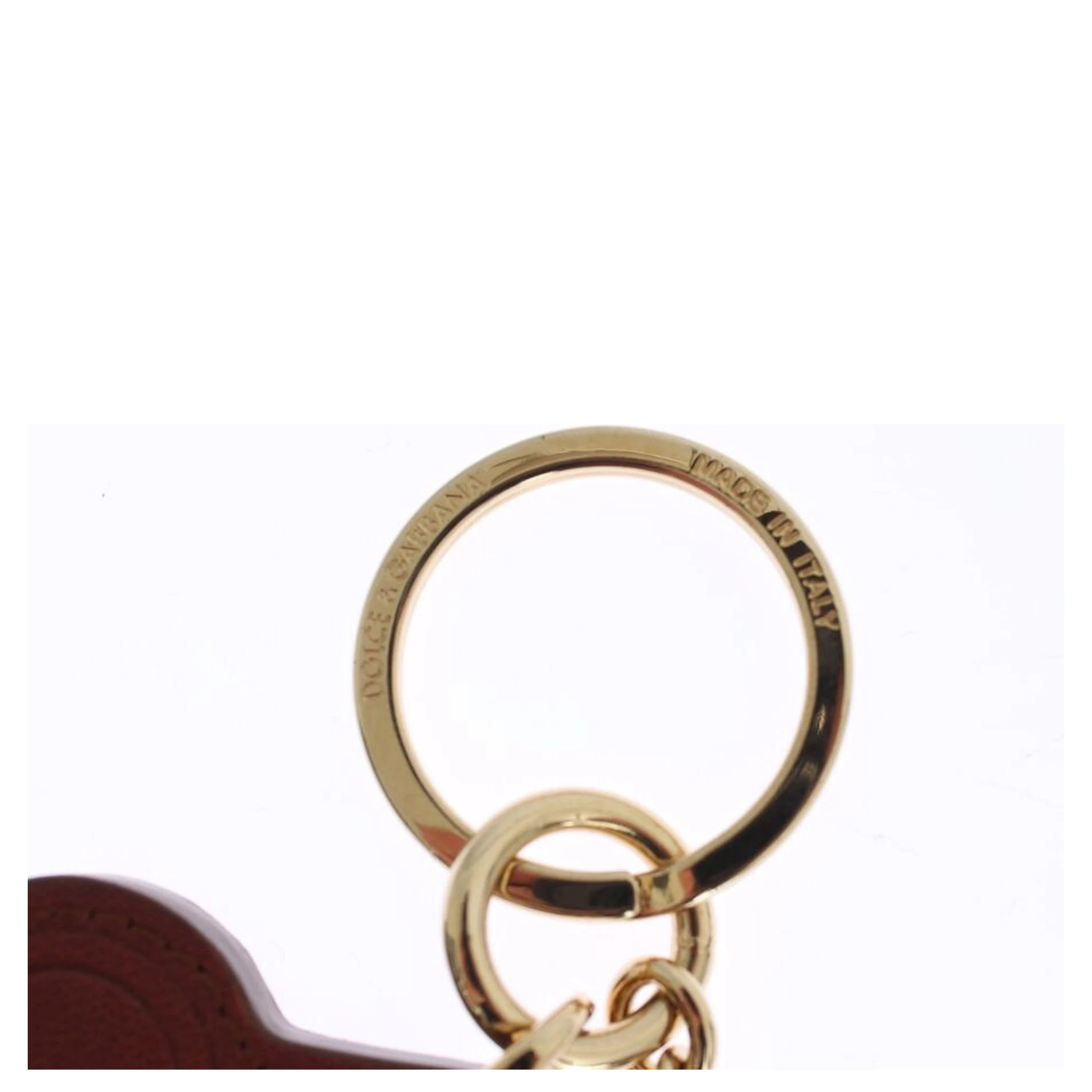 Brown Leather Miss SICILY Gold Finder Chain Keychain