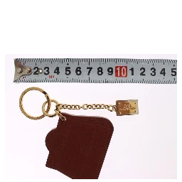 Brown Leather Miss SICILY Gold Finder Chain Keychain