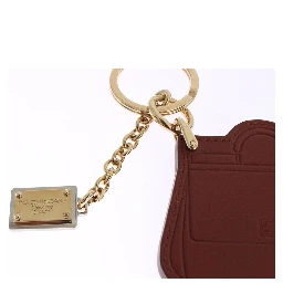 Brown Leather Miss SICILY Gold Finder Chain Keychain