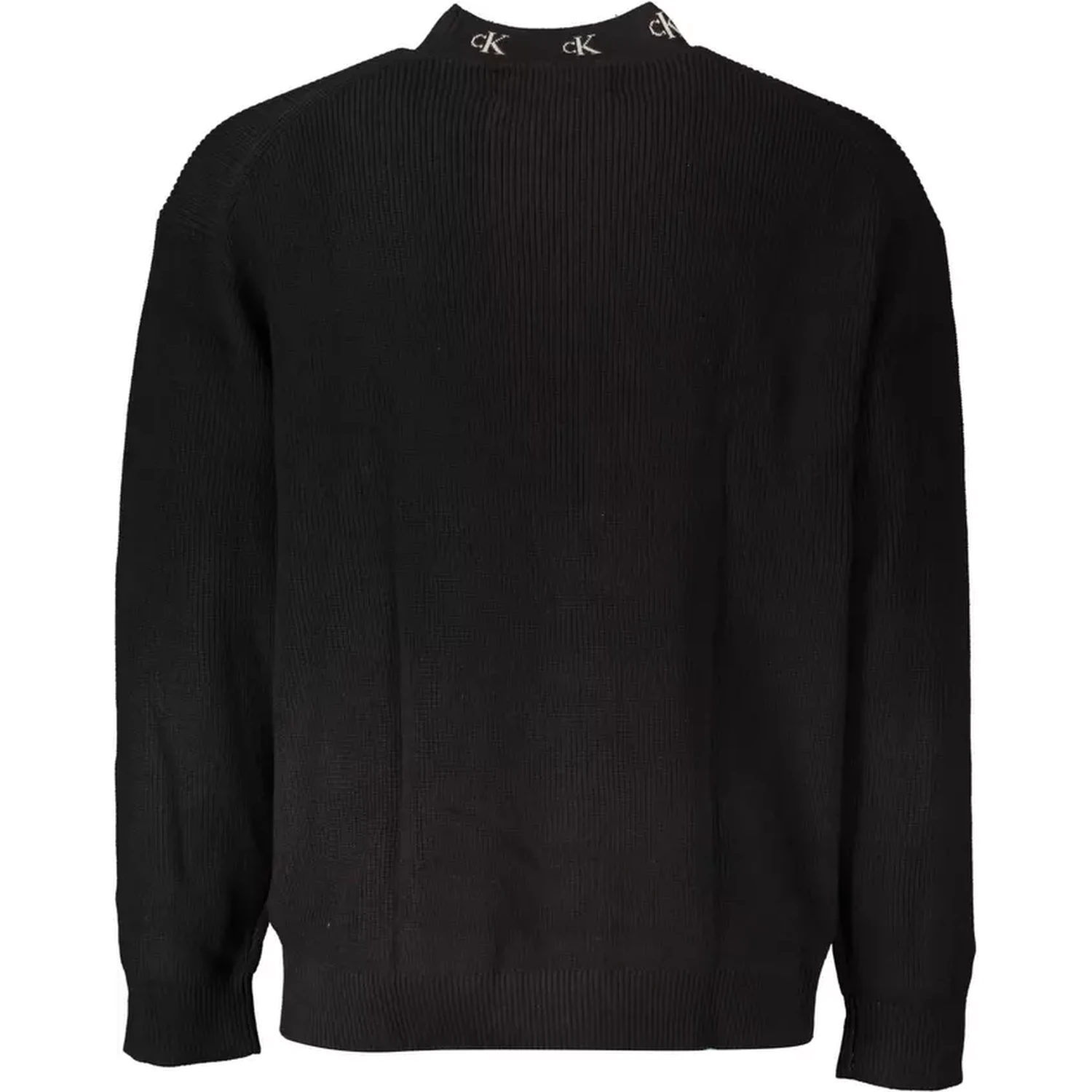 Black Long Sleeve Intarsia Collar Polo Shirt