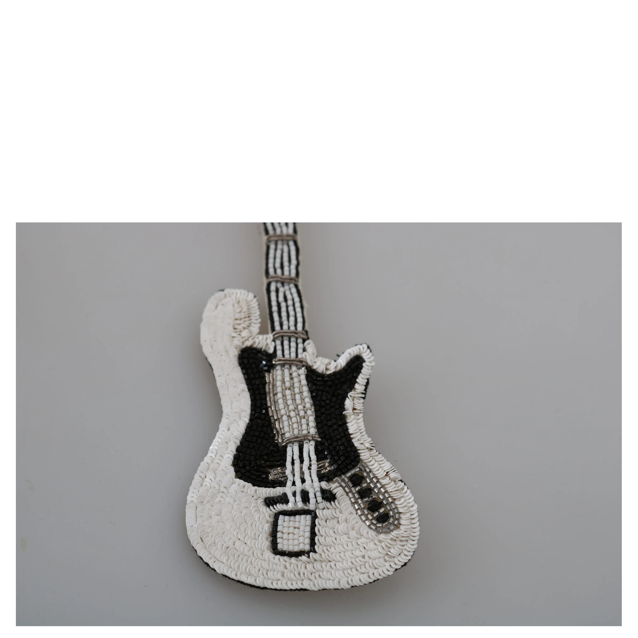 Gold Brass Beaded Guitar Pin Accessory Brooch