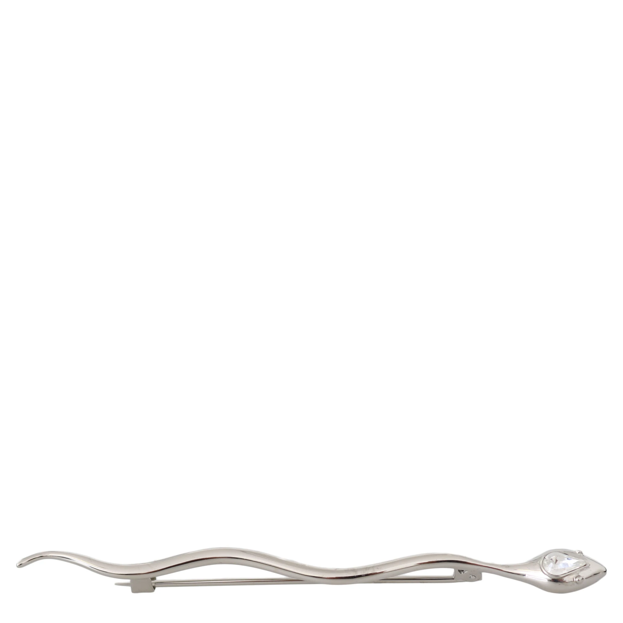 Silver Brass Crystal Spilla Serpente Mens Brooch Pin