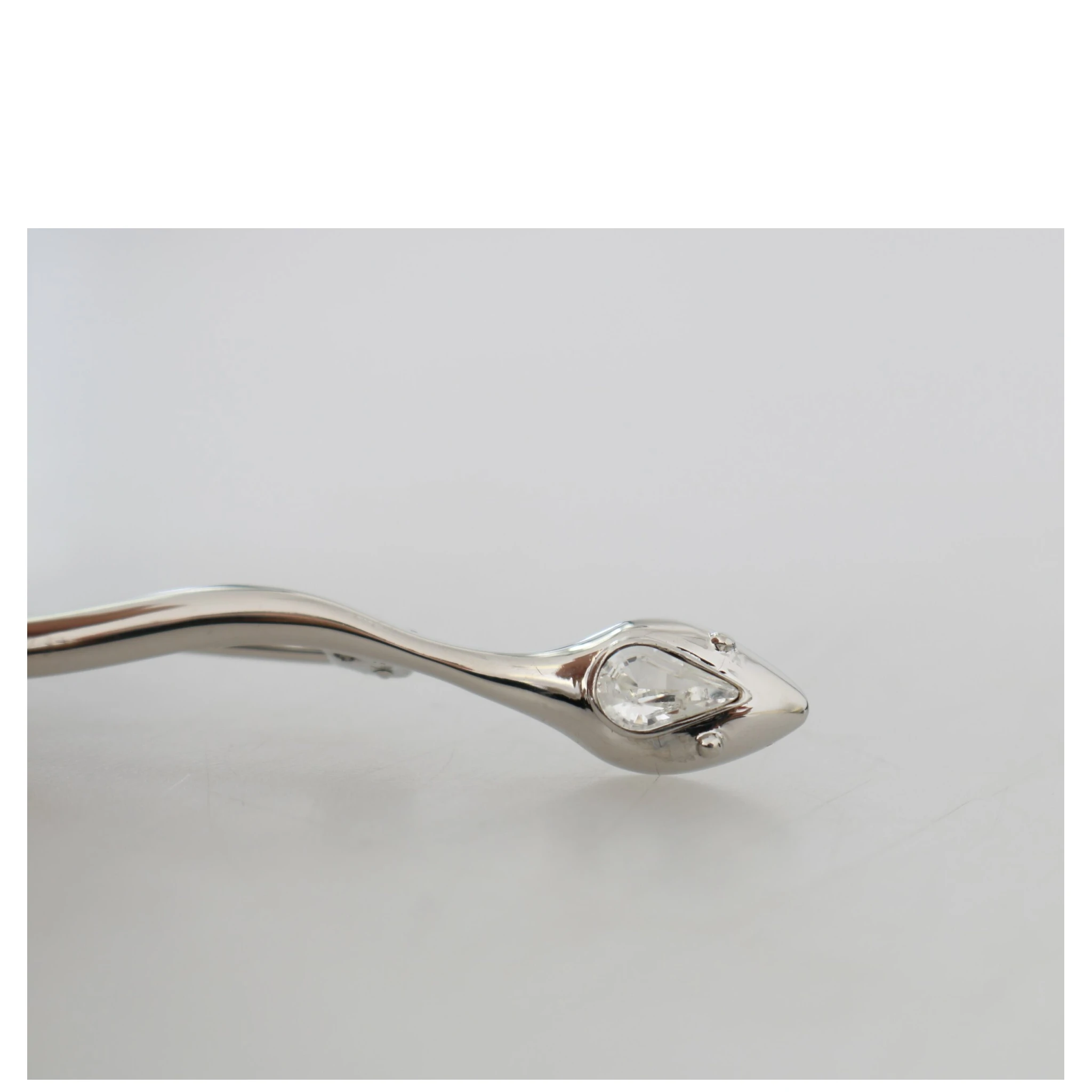 Silver Brass Crystal Spilla Serpente Mens Brooch Pin