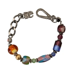multicolor Silver Chain Brass Beaded Lobster Clasp Bracelet