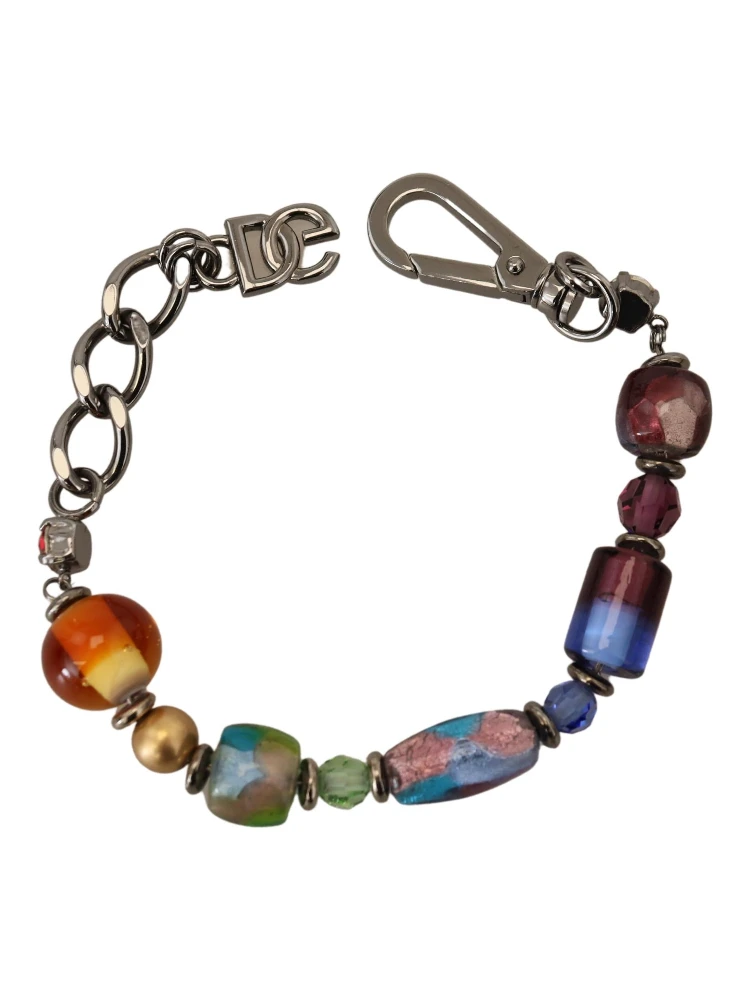 multicolor Silver Chain Brass Beaded Lobster Clasp Bracelet