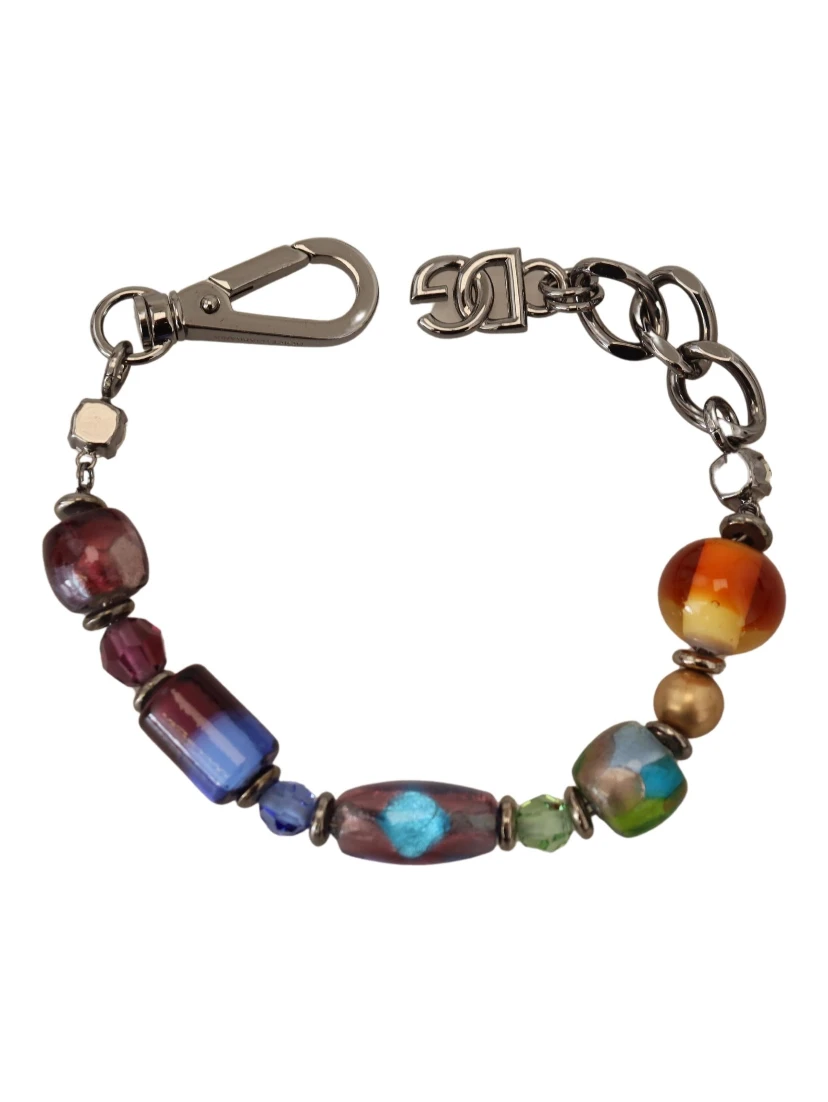 multicolor Silver Chain Brass Beaded Lobster Clasp Bracelet
