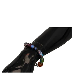 multicolor Silver Chain Brass Beaded Lobster Clasp Bracelet