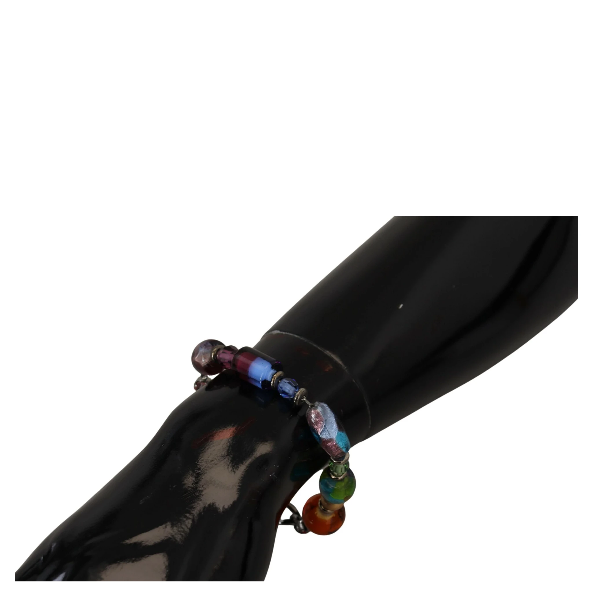 multicolor Silver Chain Brass Beaded Lobster Clasp Bracelet