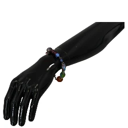 multicolor Silver Chain Brass Beaded Lobster Clasp Bracelet