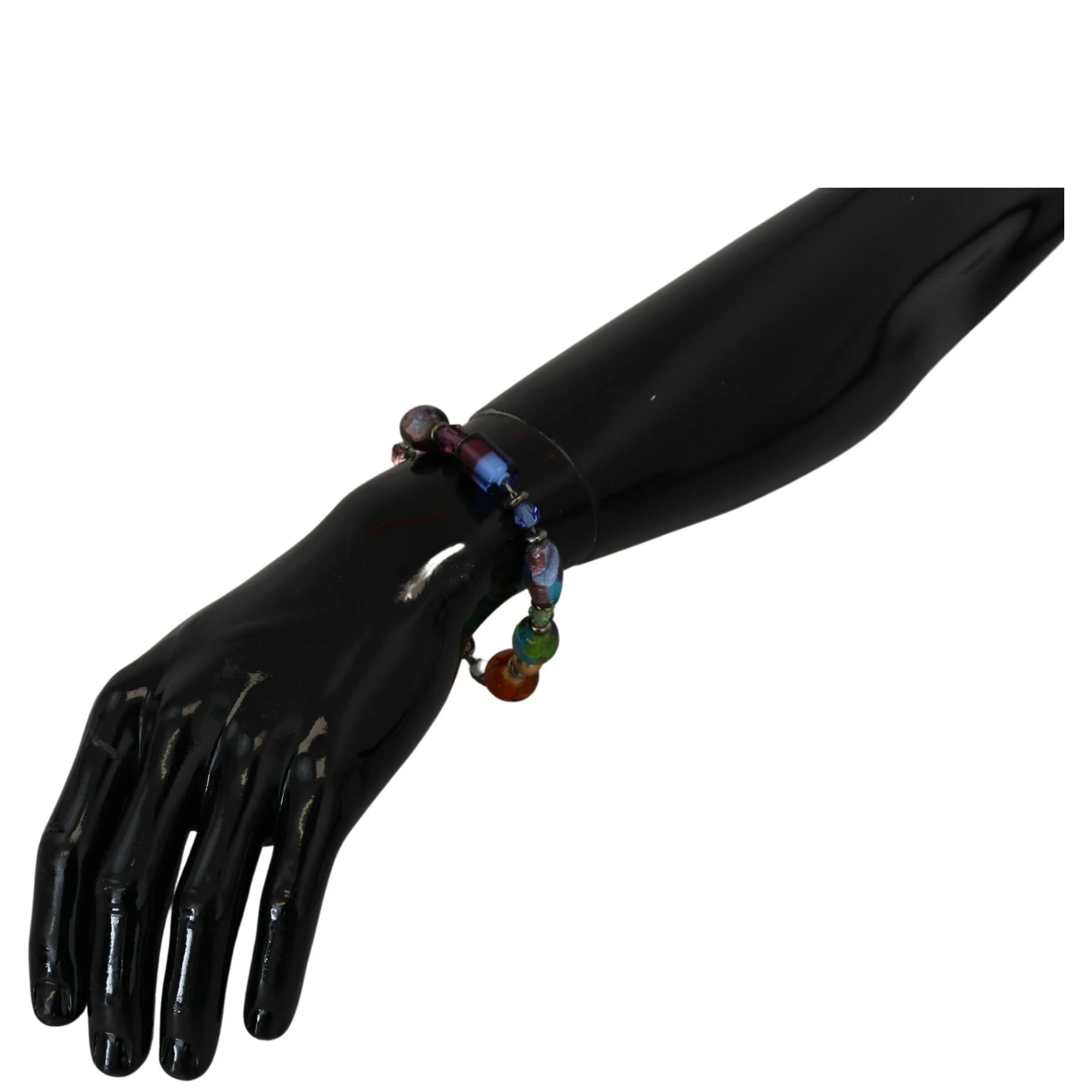 multicolor Silver Chain Brass Beaded Lobster Clasp Bracelet