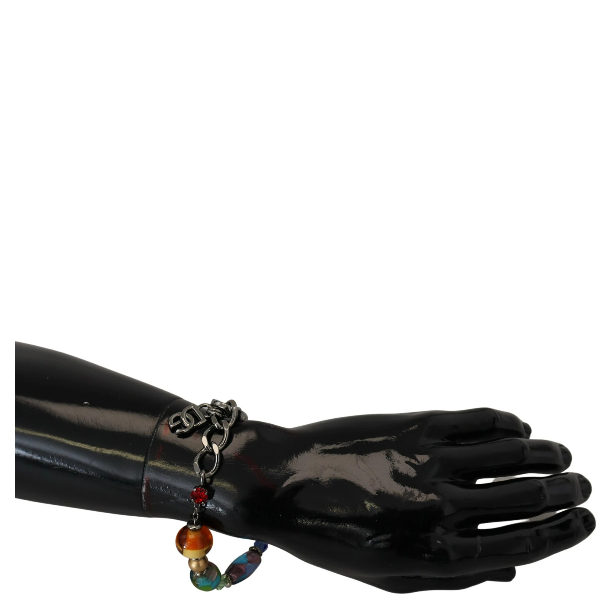 multicolor Silver Chain Brass Beaded Lobster Clasp Bracelet