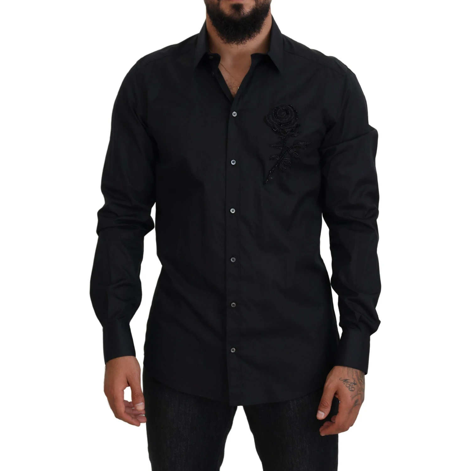 Black Roses Slim Fit Cotton Shirt