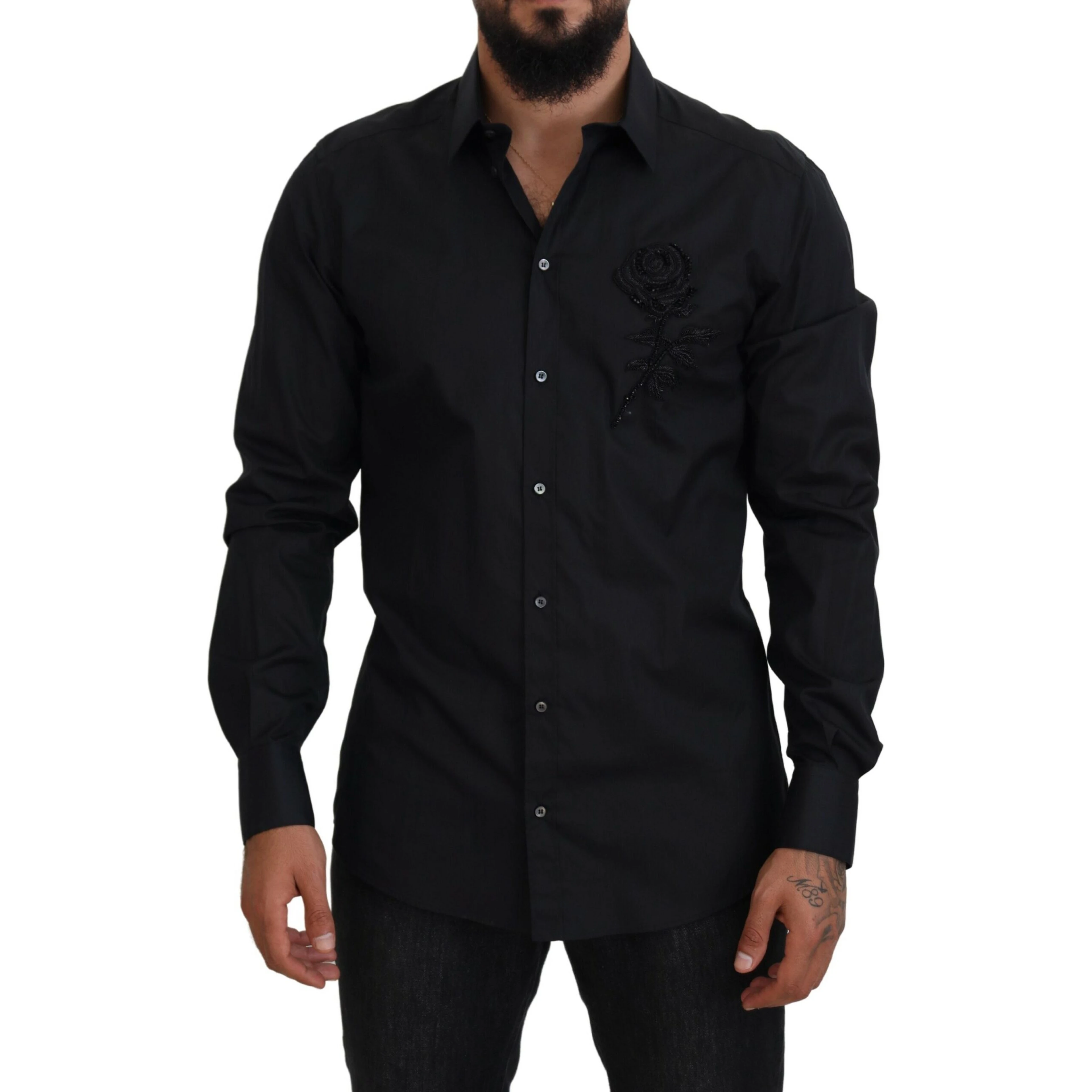 Black Roses Slim Fit Cotton Shirt
