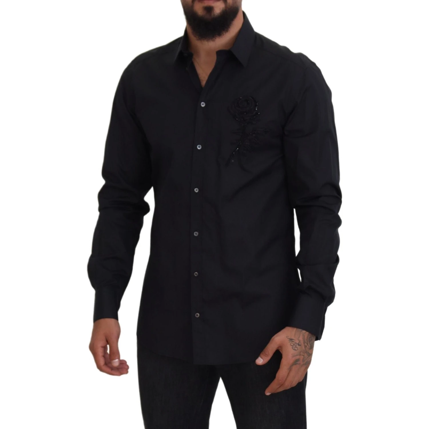 Black Roses Slim Fit Cotton Shirt