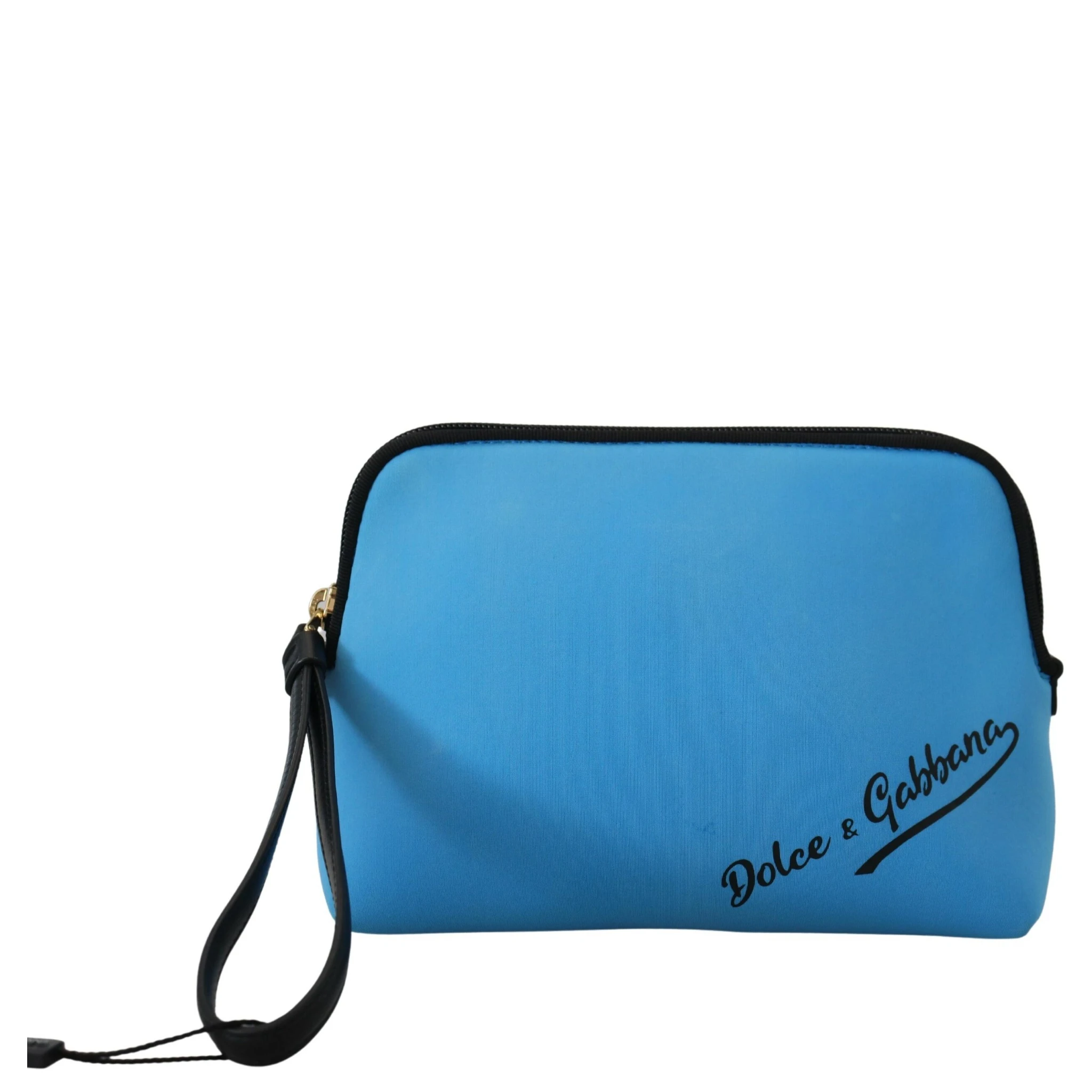 Blue Logo Print Hand Pouch Leopard Print Toiletry Bag