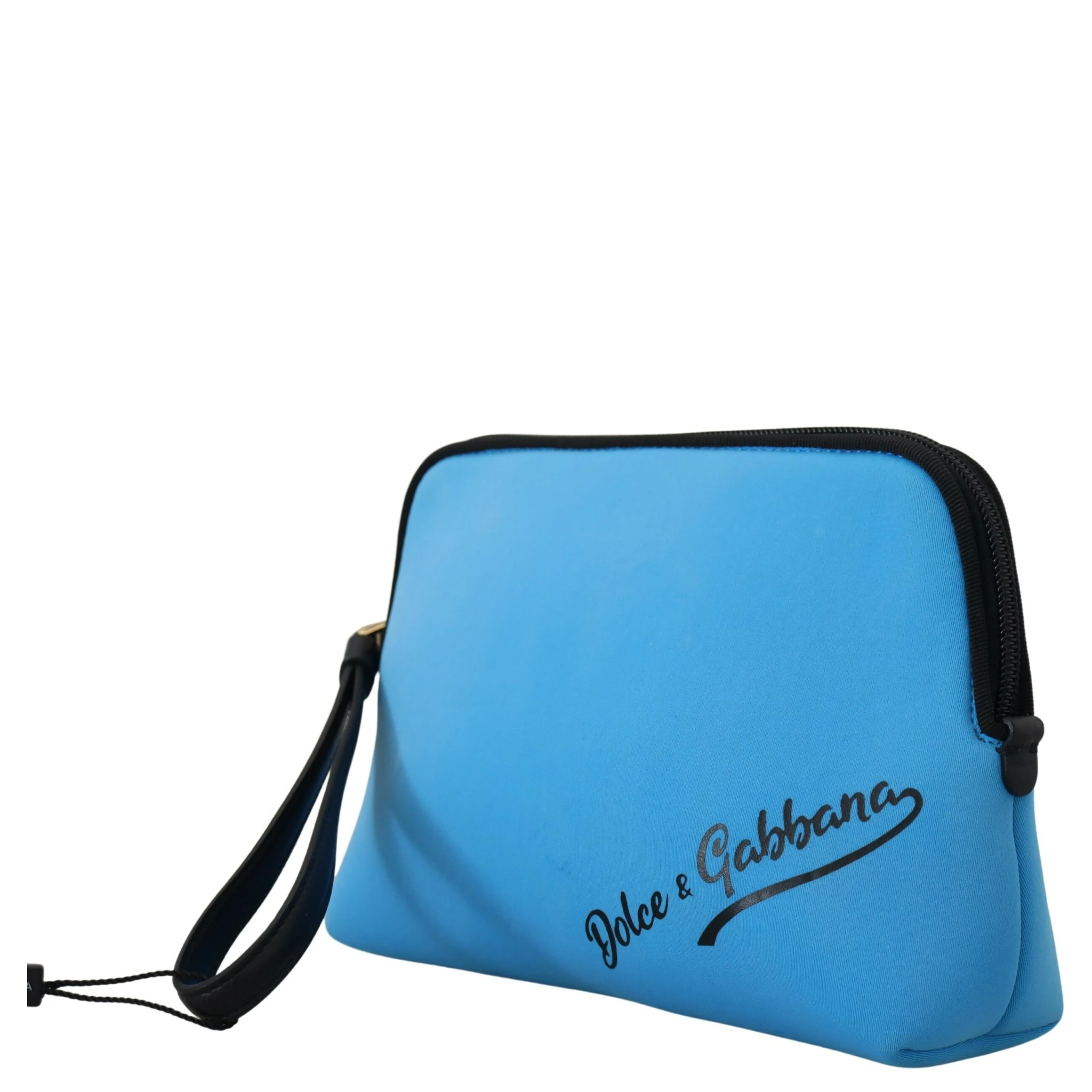 Blue Logo Print Hand Pouch Leopard Print Toiletry Bag