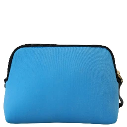 Blue Logo Print Hand Pouch Leopard Print Toiletry Bag