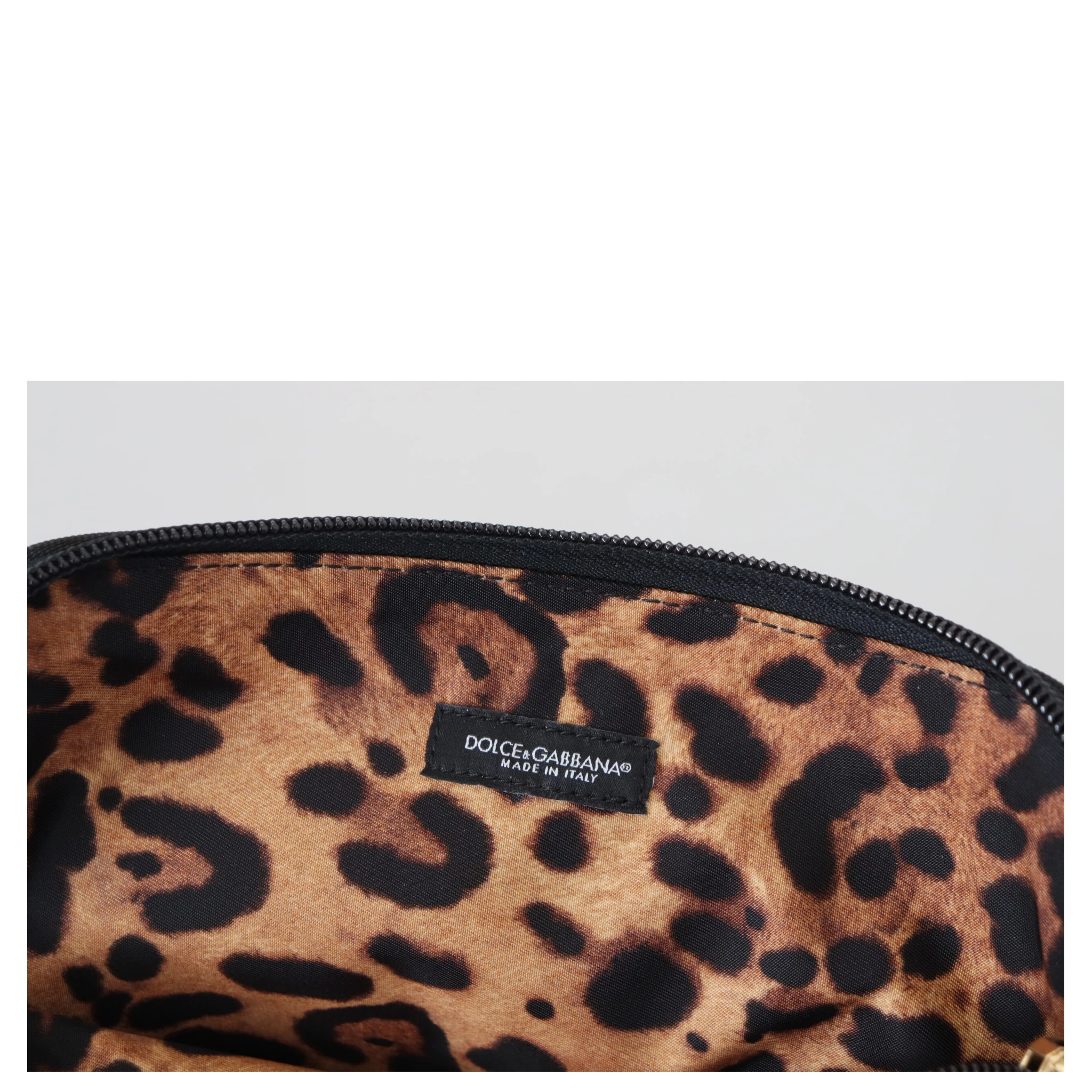Blue Logo Print Hand Pouch Leopard Print Toiletry Bag