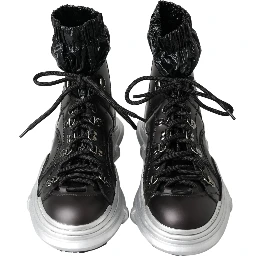 Black Nylon Galileo High Top Sneakers Shoes