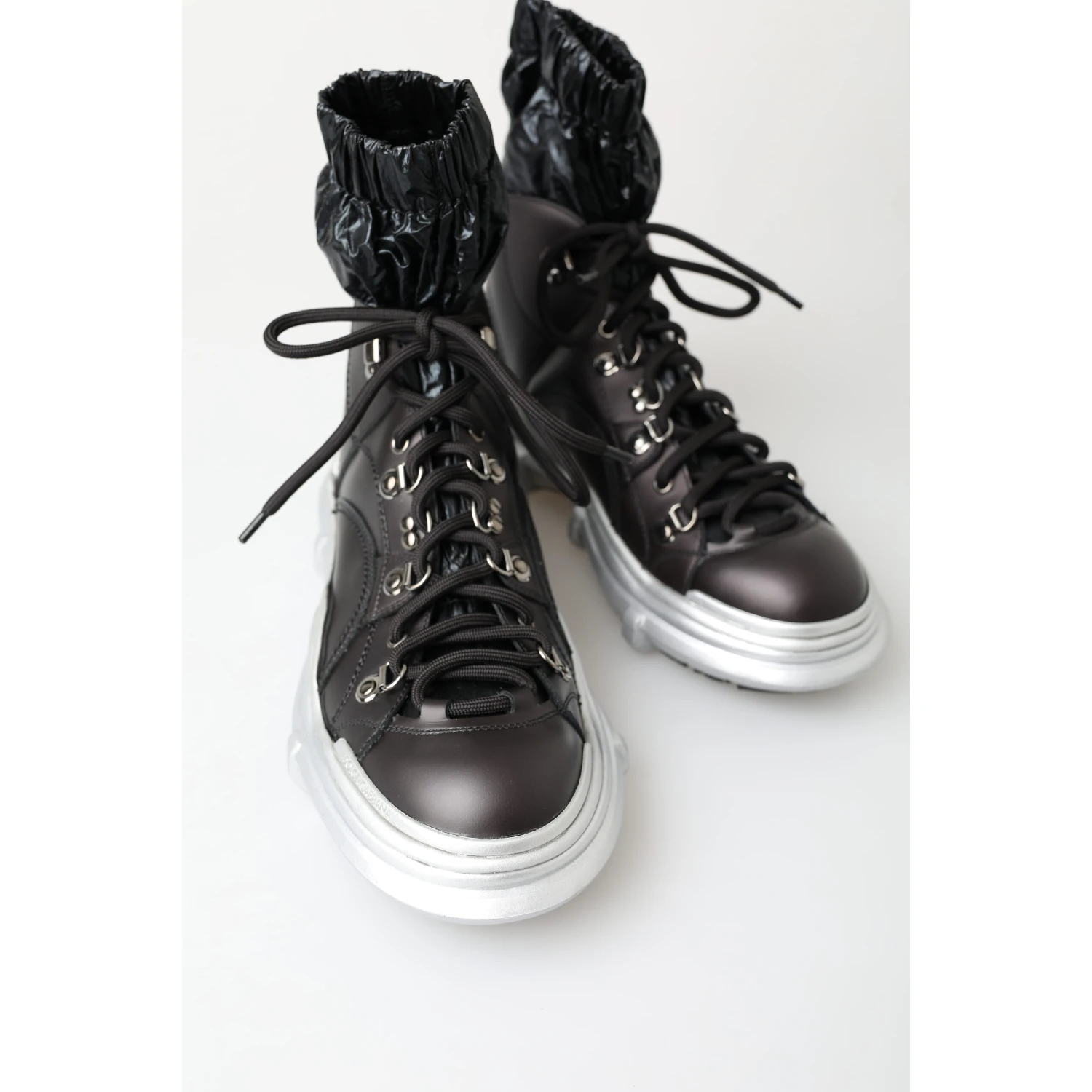 Black Nylon Galileo High Top Sneakers Shoes
