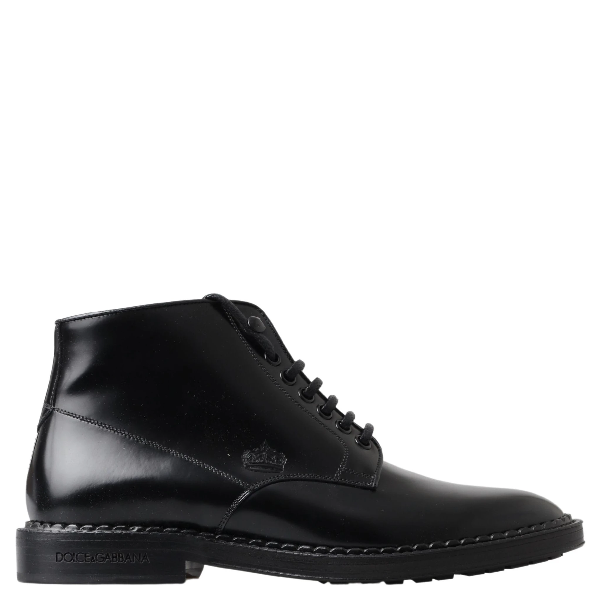 Black Leather Men Short Boots Lace Up Shoes