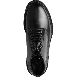 Black Leather Men Short Boots Lace Up Shoes