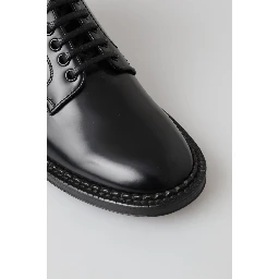 Black Leather Men Short Boots Lace Up Shoes