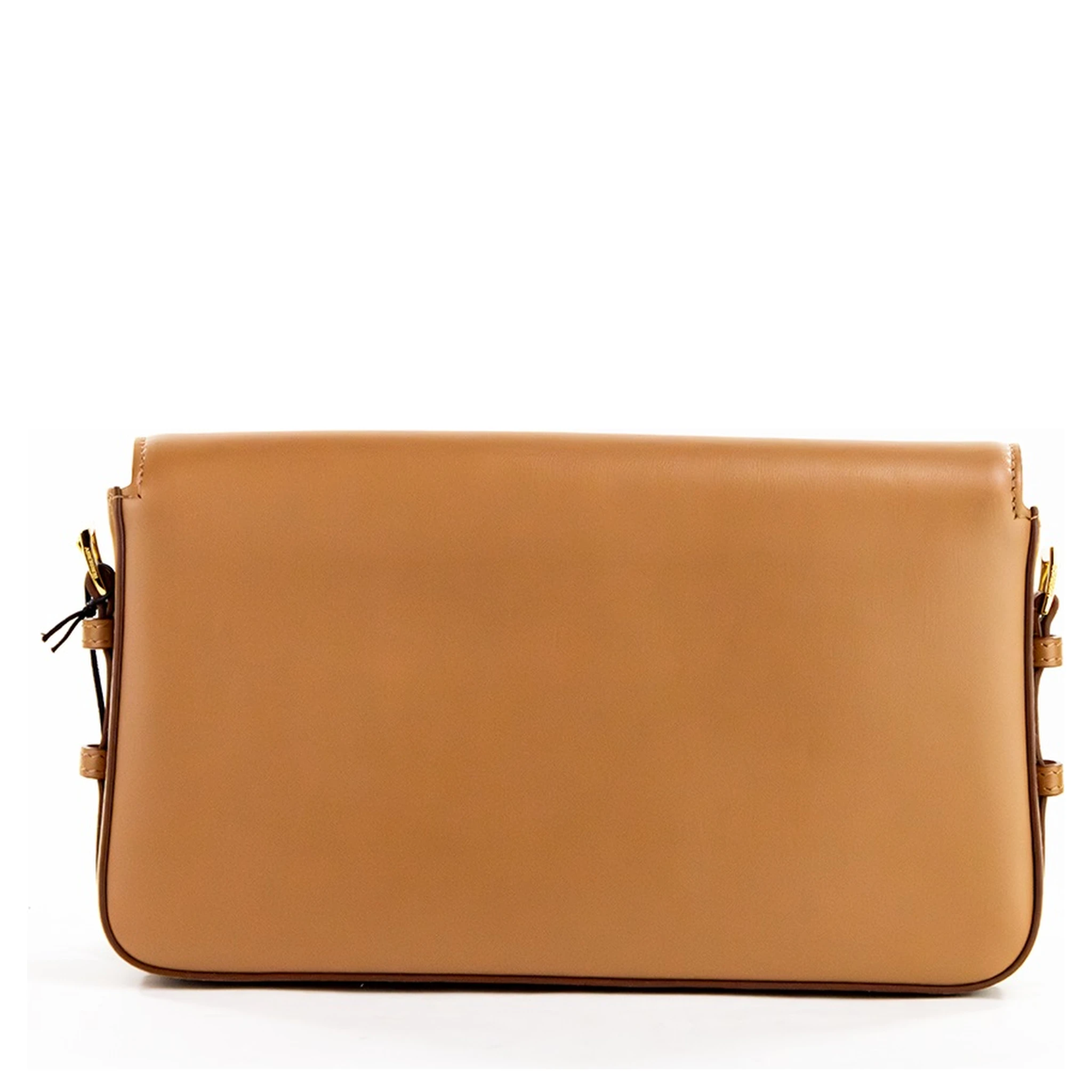 Grace Small Nutmeg Smooth Leather Flap Crossbody Clutch Handbag Purse