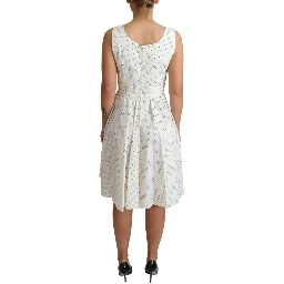 White Polka Dotted Cotton A-Line Dress