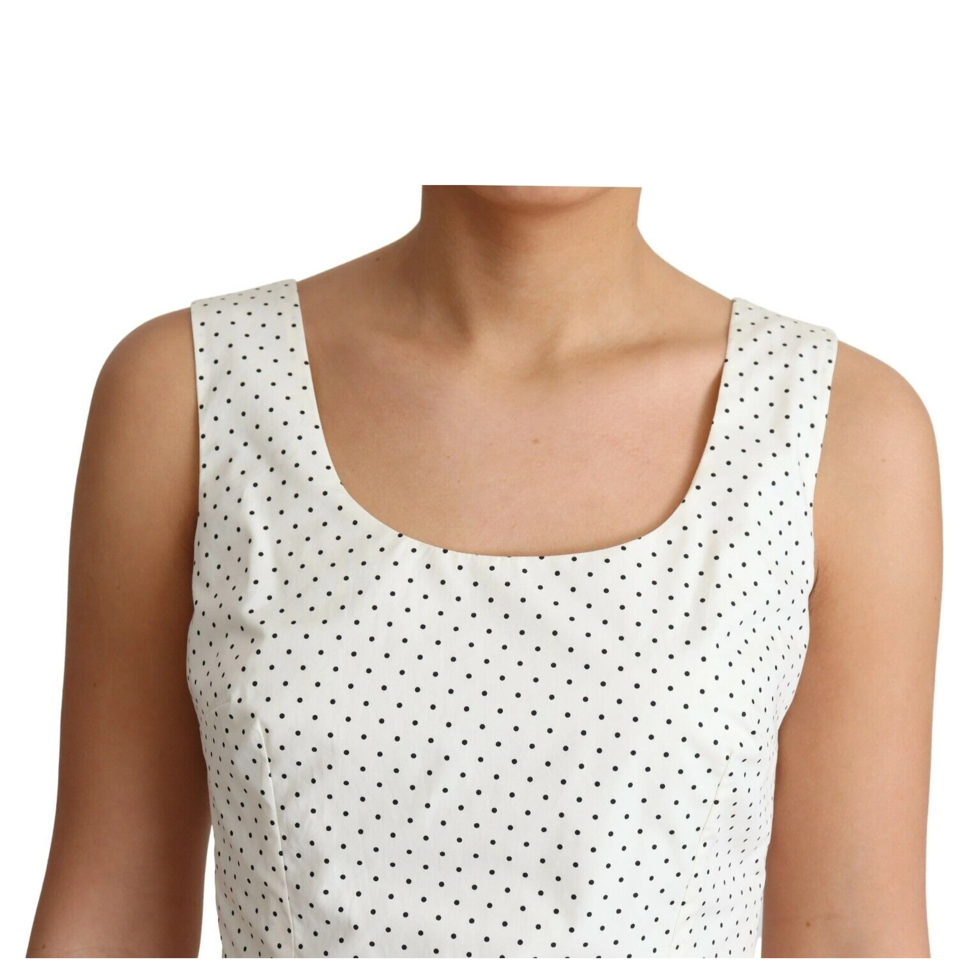 White Polka Dotted Cotton A-Line Dress