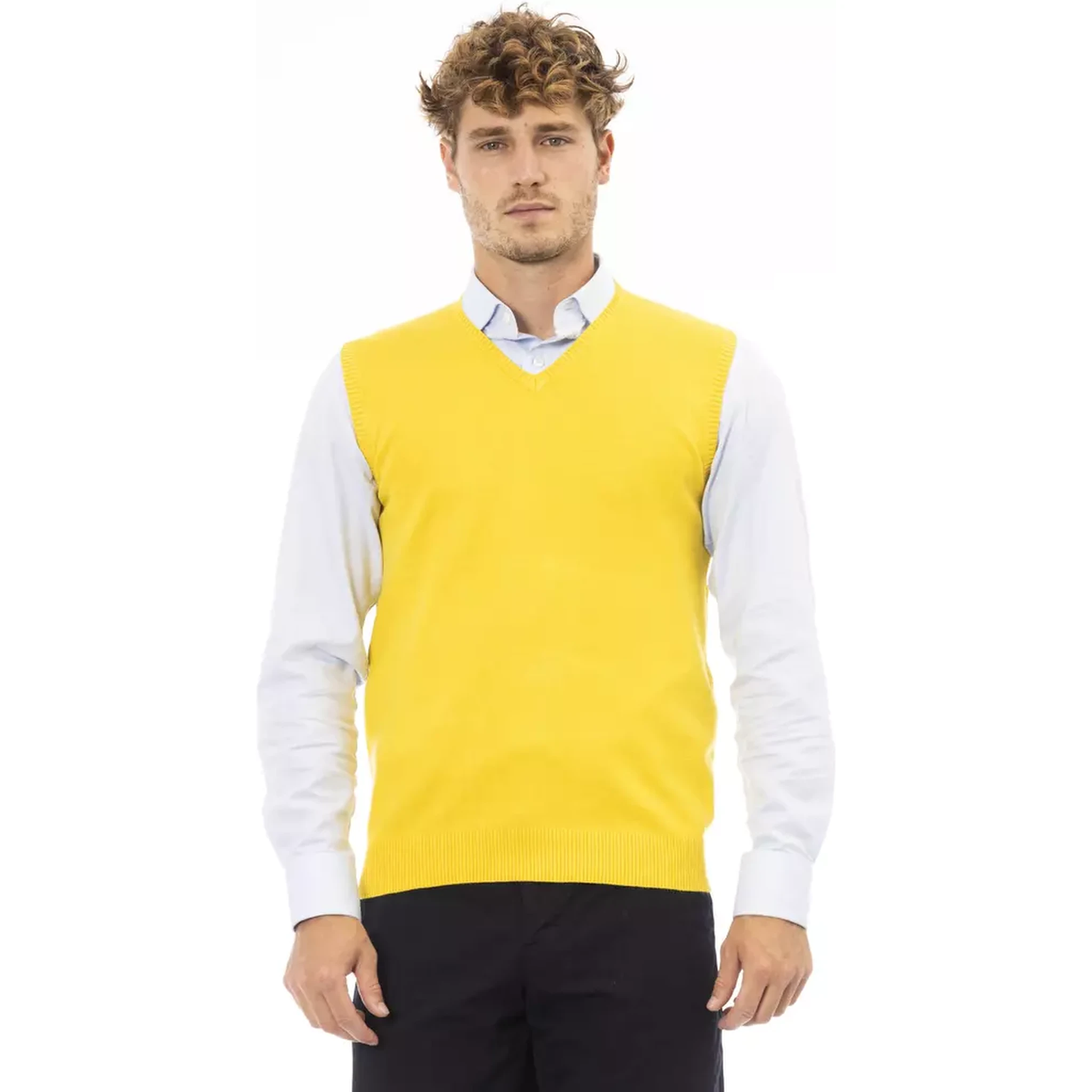 Yellow Viscose Sleveless Jacket