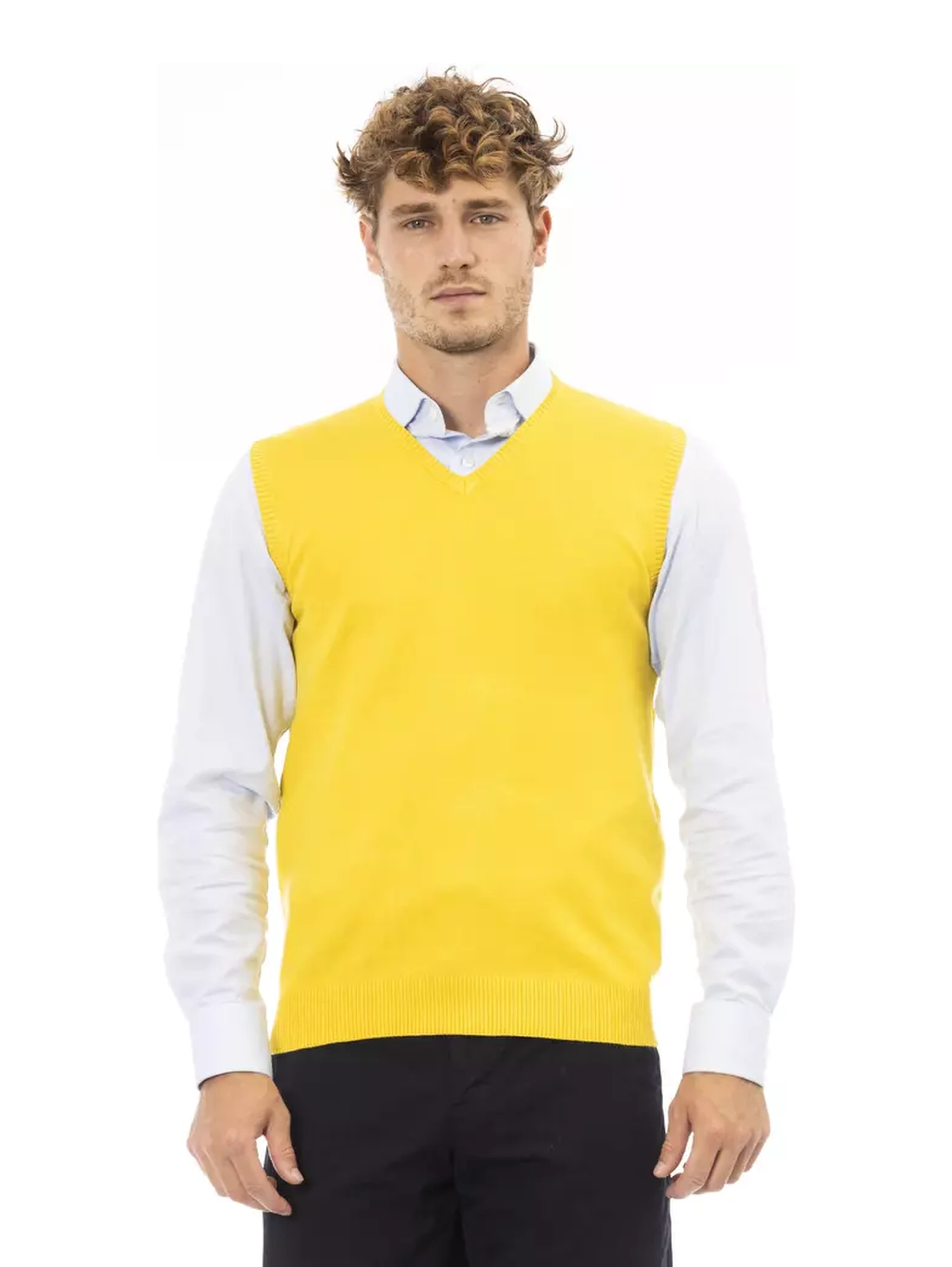 Yellow Viscose Sleveless Jacket